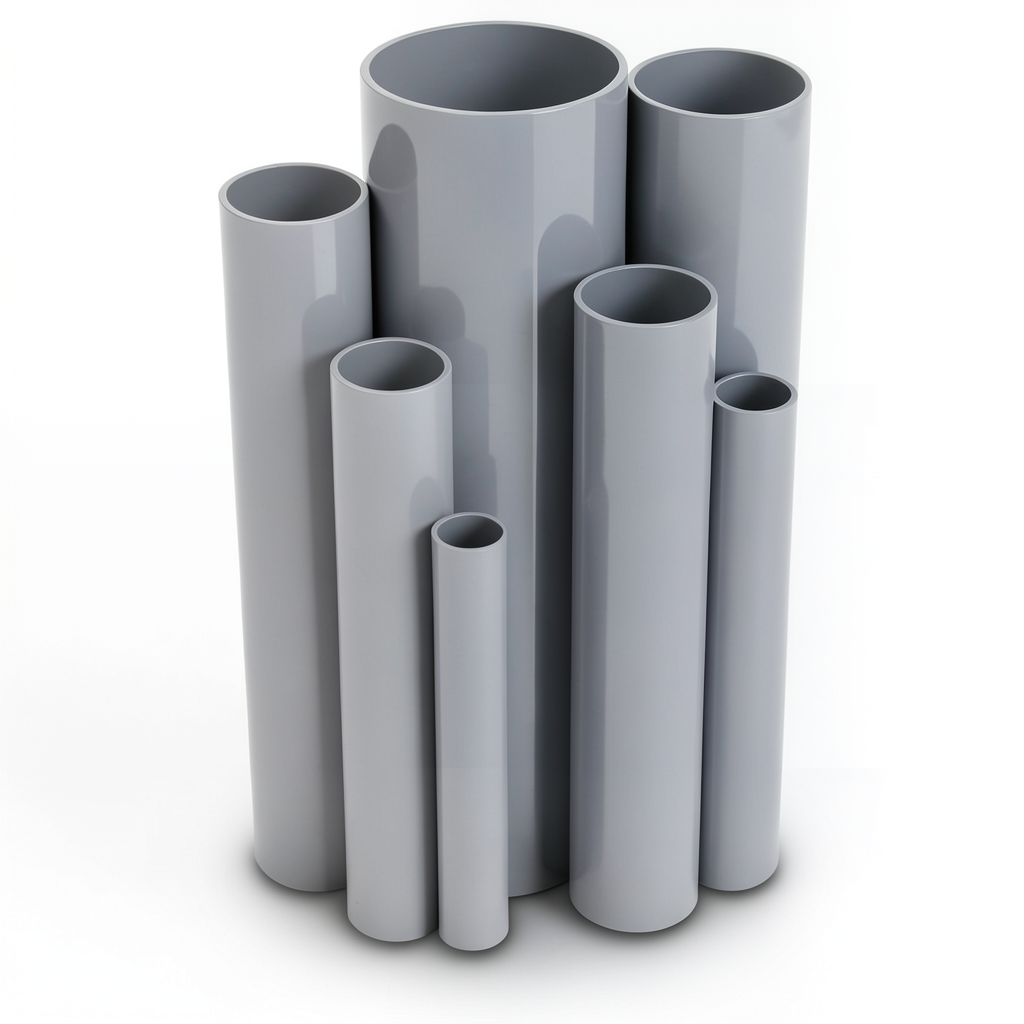 مواسير UPVC جدول 40 مقاس ½ 2 إنش سمك 5.16 مم لون رمادي