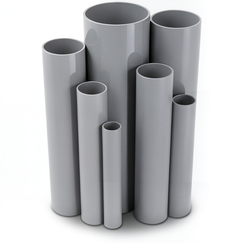 مواسير UPVC جدول 40 مقاس 4 إنش سمك 6.02 مم لون رمادي