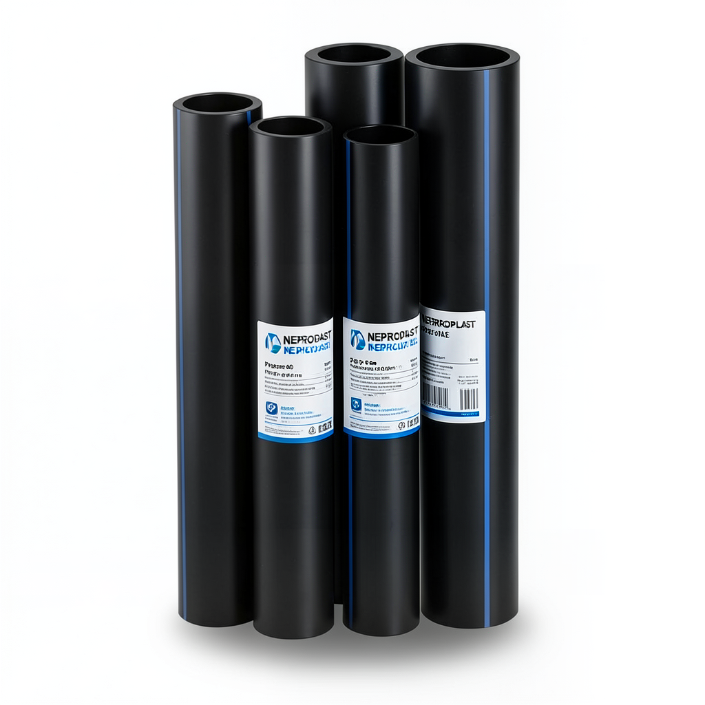 مواسير HDPE PE 80 ضغط 6 بار قطر خارجي 160 مم سمك 7.3 مم لون اسود | نيبروبلاست
