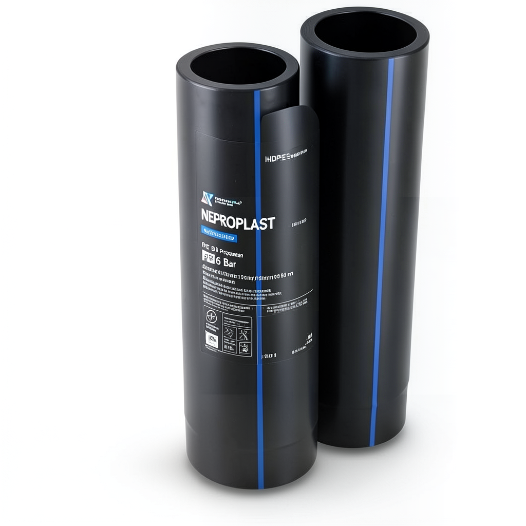 مواسير HDPE PE 80 ضغط 6 بار قطر خارجي 180 مم سمك 8.2 مم لون اسود | نيبروبلاست