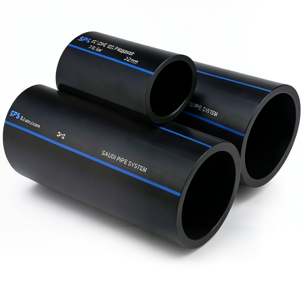 أنابيب HDPE السعودى PE 100 ضغط 16 بار قطر خارجي 32 مم سمك 3 مم لون أسود | مصنع أنظمة الانابيب السعودي (SPS)