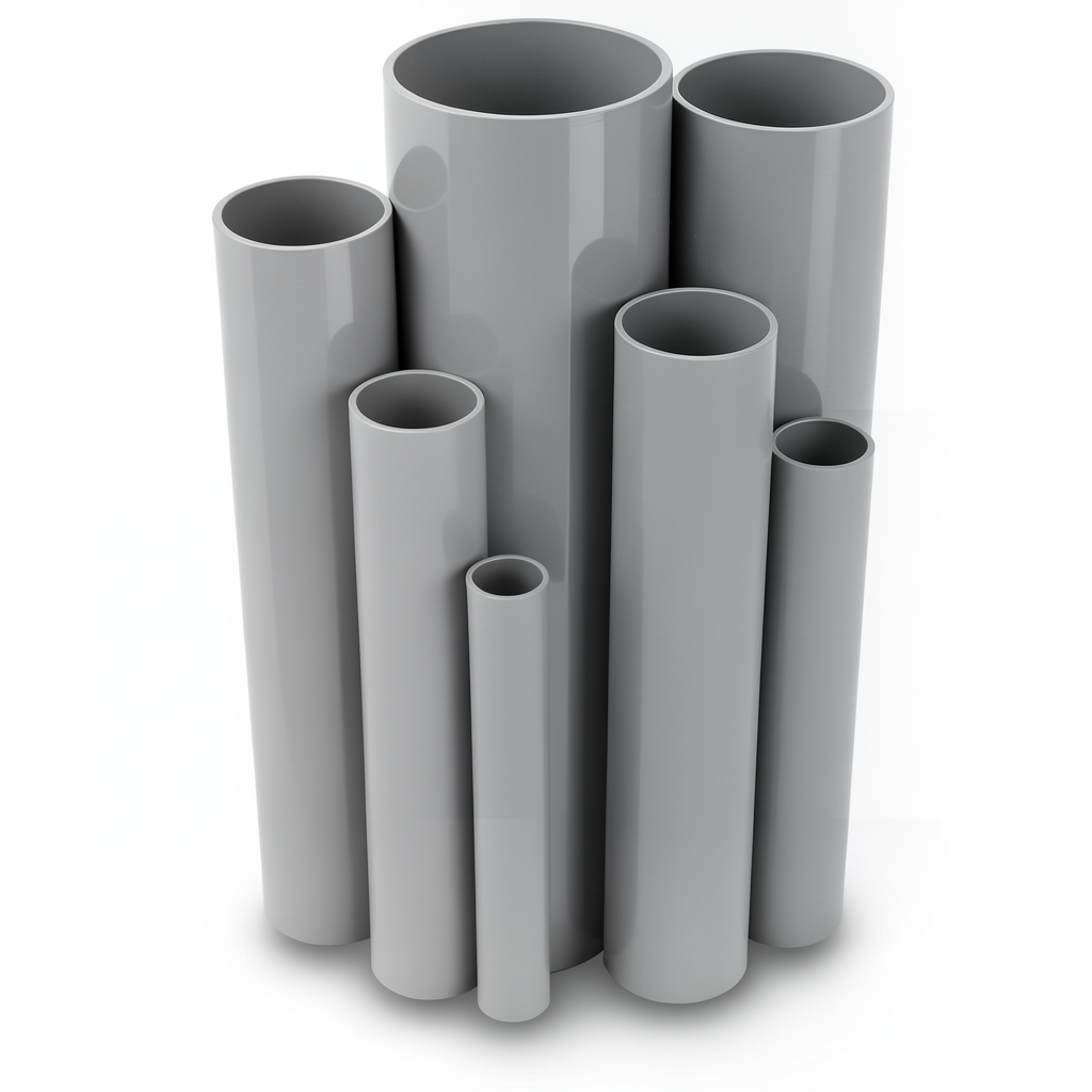 مواسير UPVC ضغط 2.5 بار قطر خارجي 125 مم سمك 1.8 مم لون رمادي