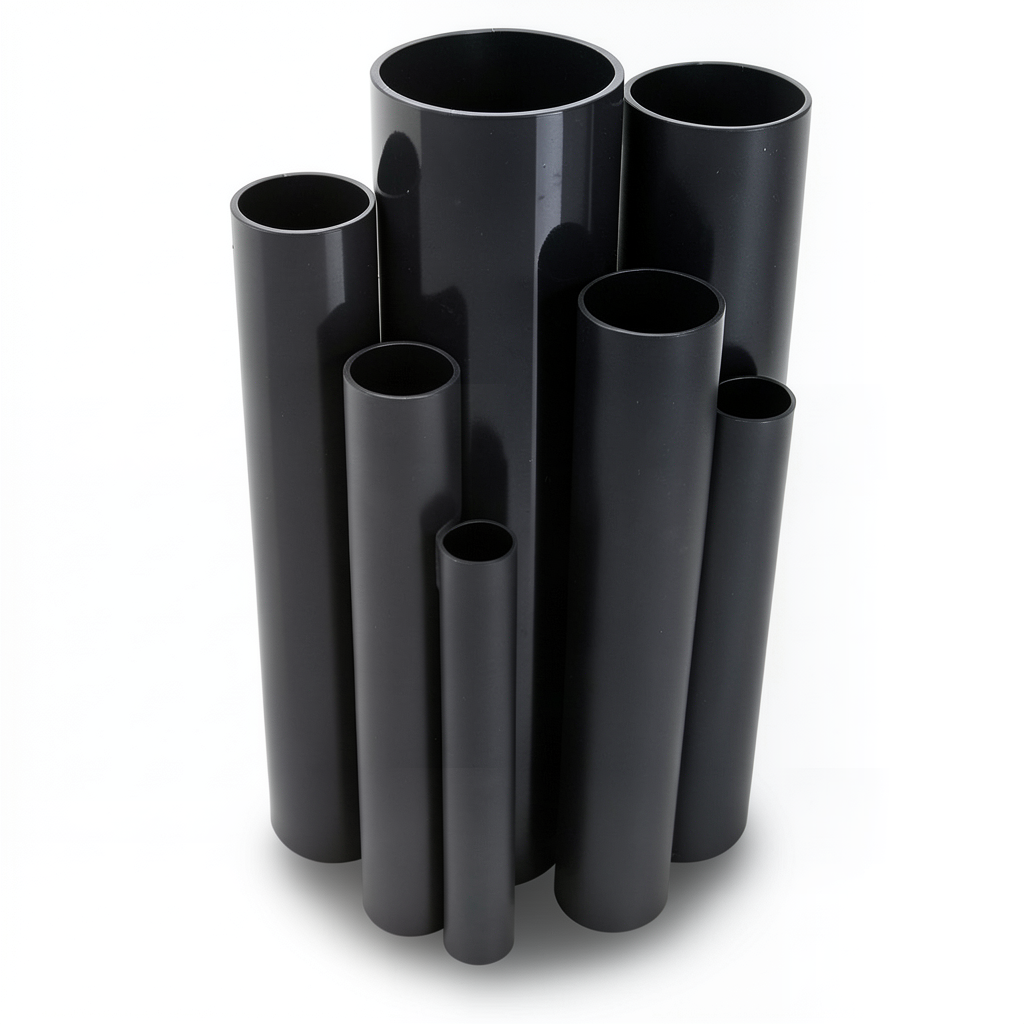 مواسير UPVC ضغط اسمي 2.5 بار قطر خارجي 125 مم سمك 1.8 مم لون اسود