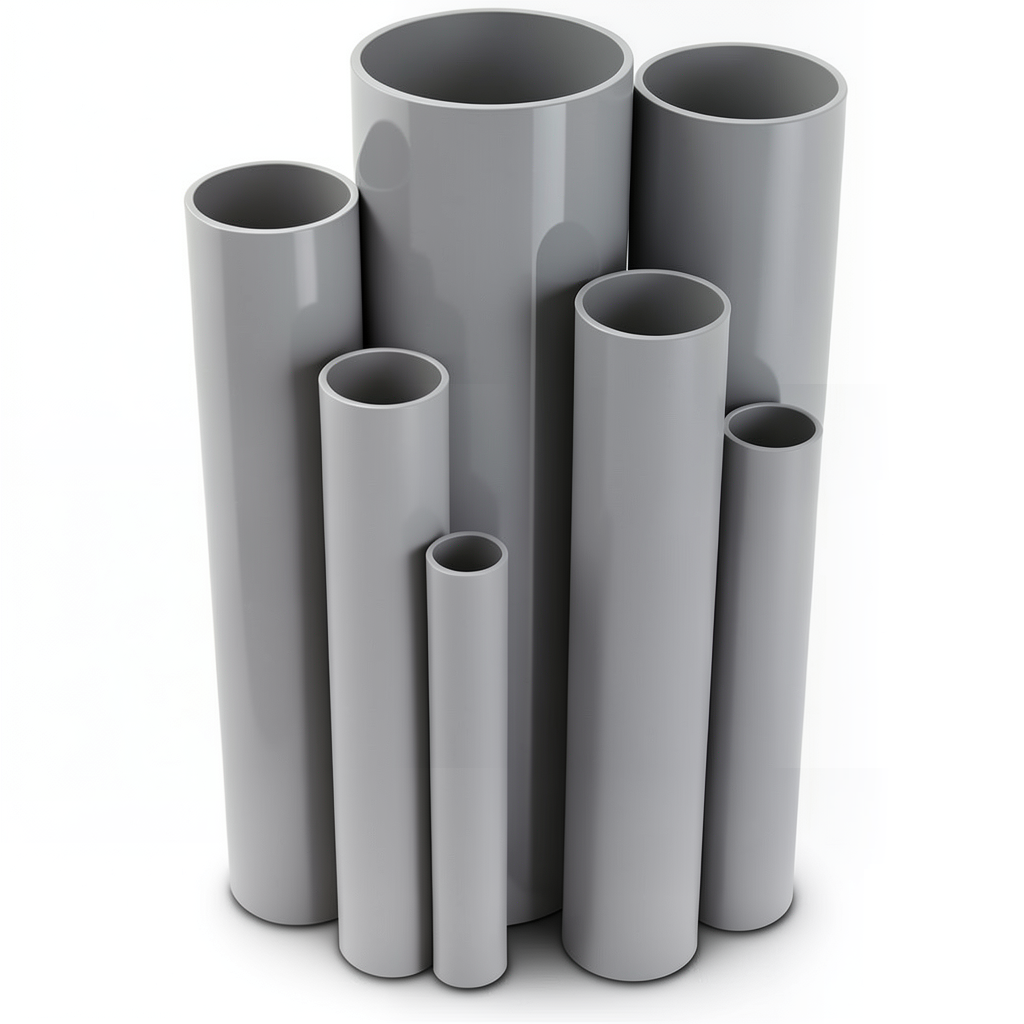 مواسير UPVC جدول 40 مقاس ½ 1 إنش سمك 3.68 مم لون رمادي