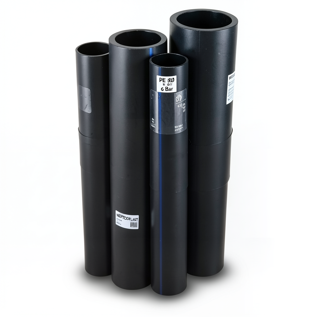 مواسير HDPE PE 80 ضغط 6 بار قطر خارجي 160 مم سمك 7.3 مم لون اسود | نيبروبلاست