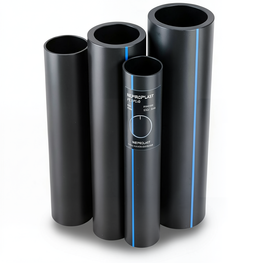 مواسير HDPE PE 80 ضغط 6 بار قطر خارجي 180 مم سمك 8.2 مم لون اسود | نيبروبلاست