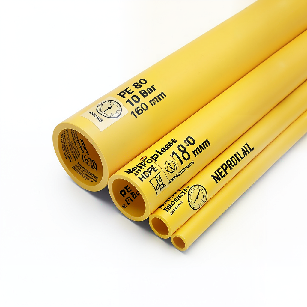 Neproplast HDPE Pipes PE 80 10 Bar Pressure 160 mm Diameter 11.8 mm Thickness Yellow | NEPROPLAST