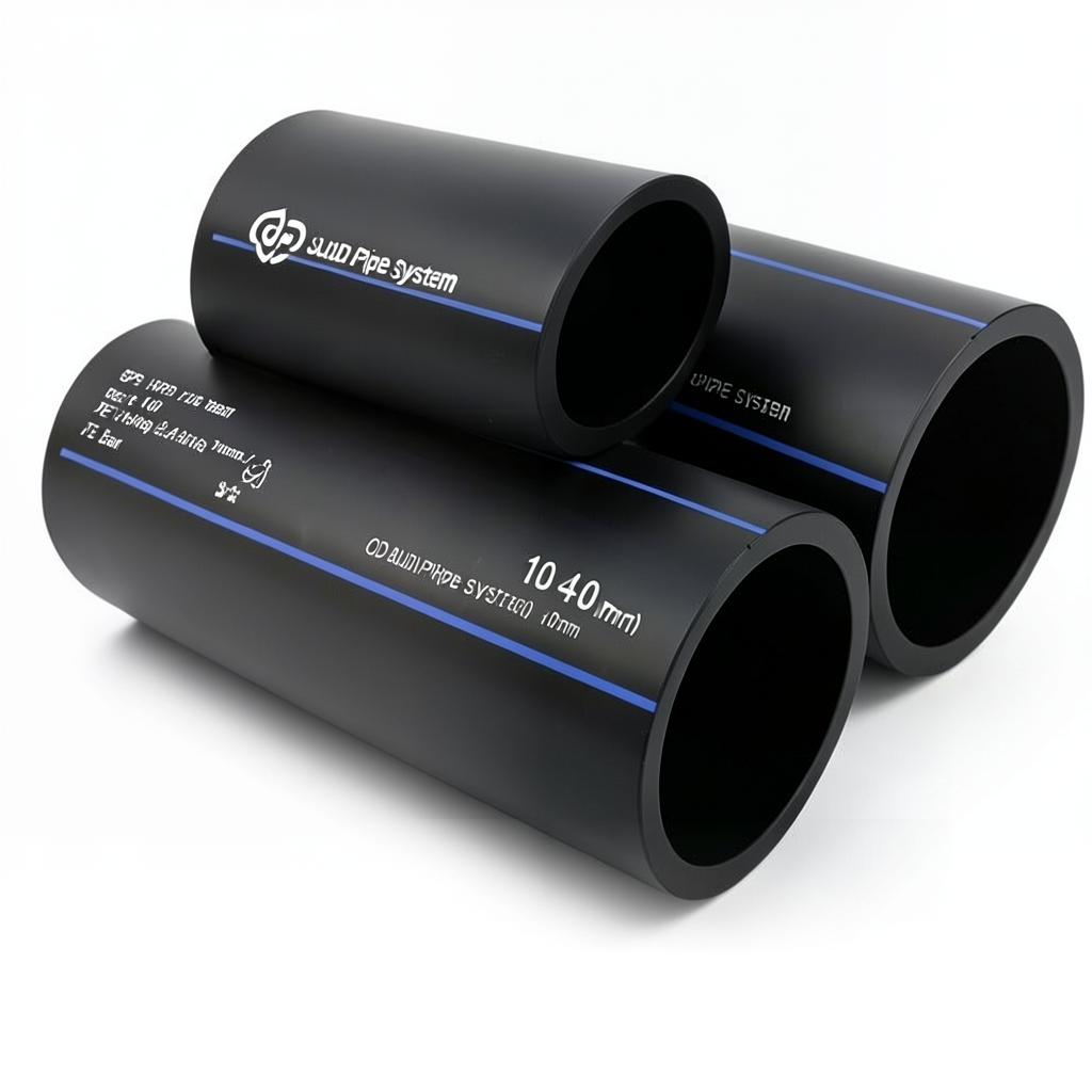 أنابيب HDPE SPS PE 100 ضغط 10 بار قطر خارجي 40 مم سمك 2.4 مم أسود | مصنع أنظمة الانابيب السعودي (SPS)
