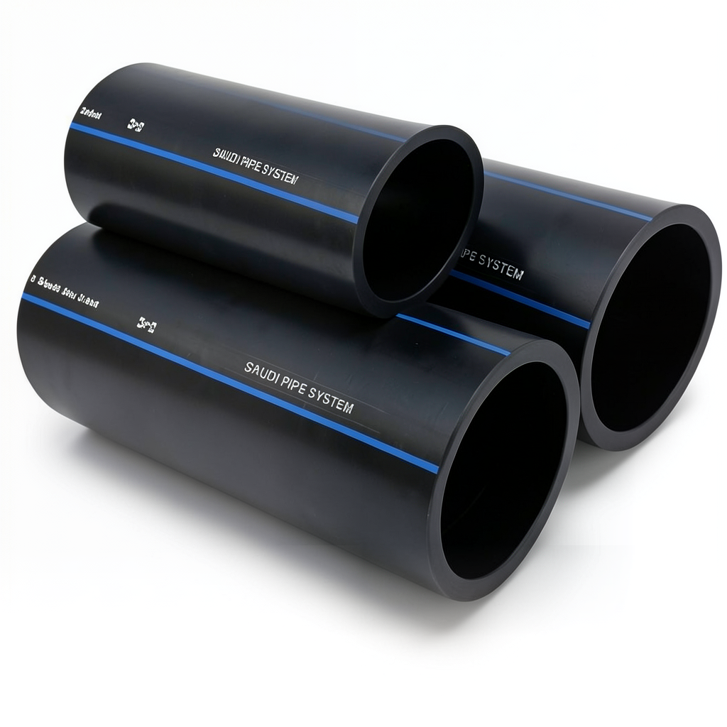 أنابيب HDPE PE 100 ضغط 16 بار قطر خارجي 50 مم سمك 4.6 مم لون أسود | مصنع أنظمة الانابيب السعودي (SPS)