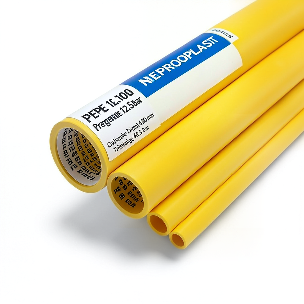 HDPE Pipes PE 100 Pressure 12.5 Bar Outside Diameter 630 mm Thickness 46.3 mm Yellow | NEPROPLAST