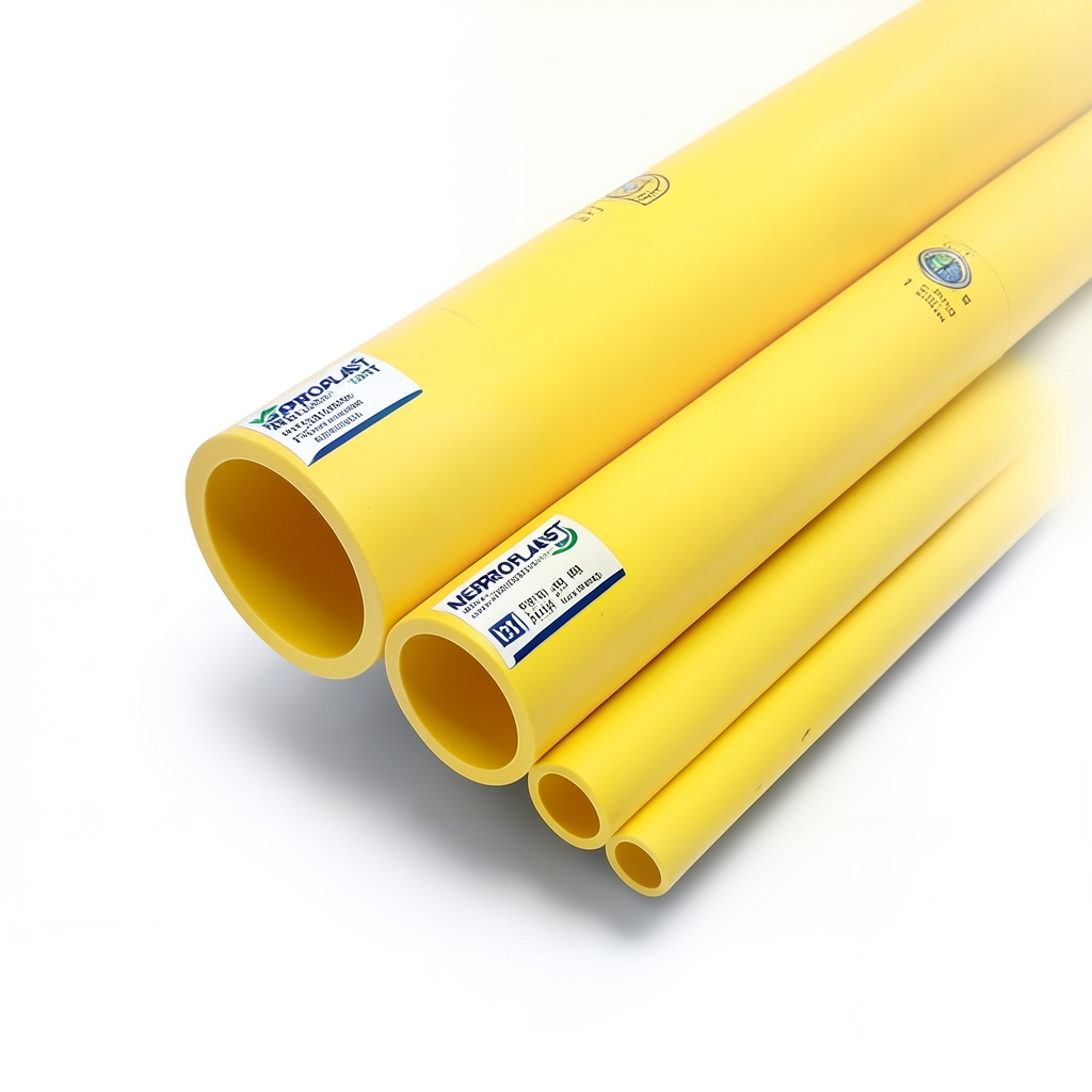 HDPE Pipes PE 80 10 Bar 140 mm OD 10.3 mm Thickness Yellow | NEPROPLAST