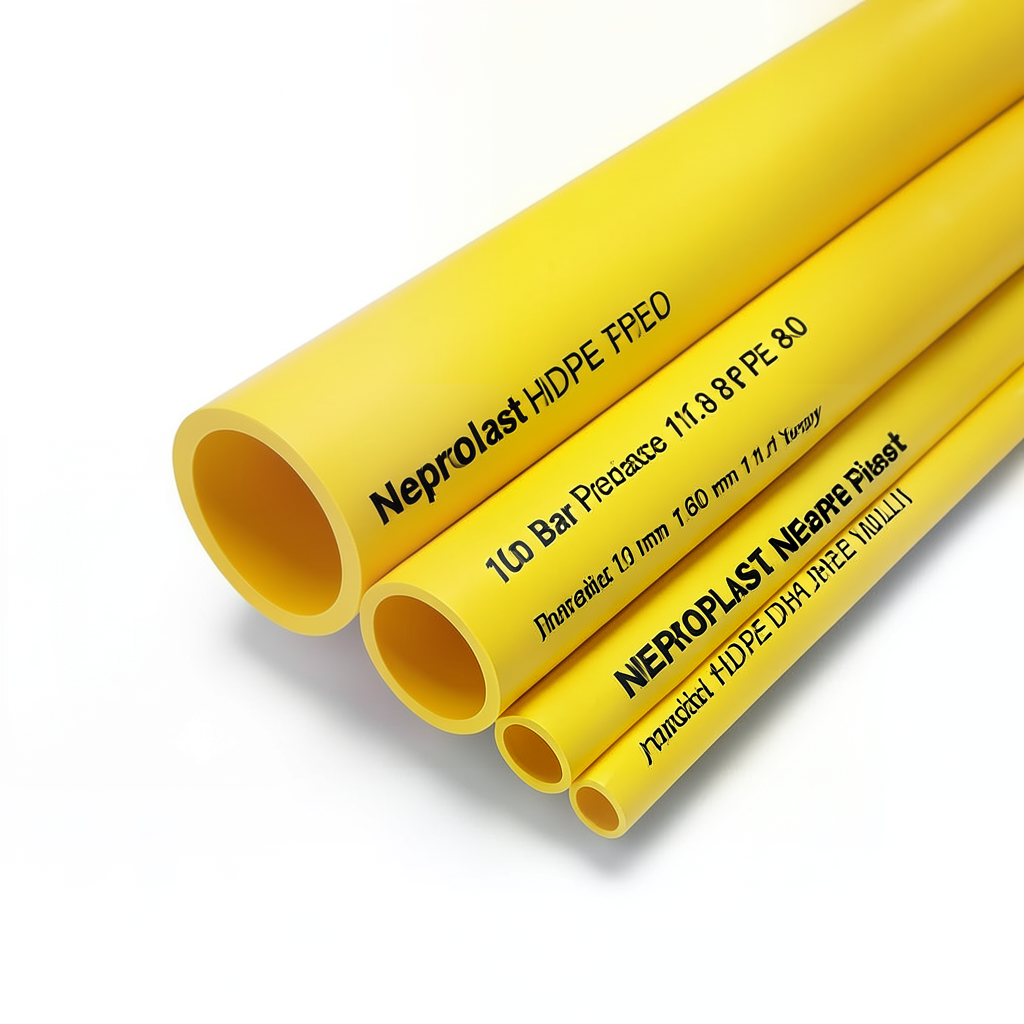 Neproplast HDPE Pipes PE 80 10 Bar Pressure 160 mm Diameter 11.8 mm Thickness Yellow | NEPROPLAST