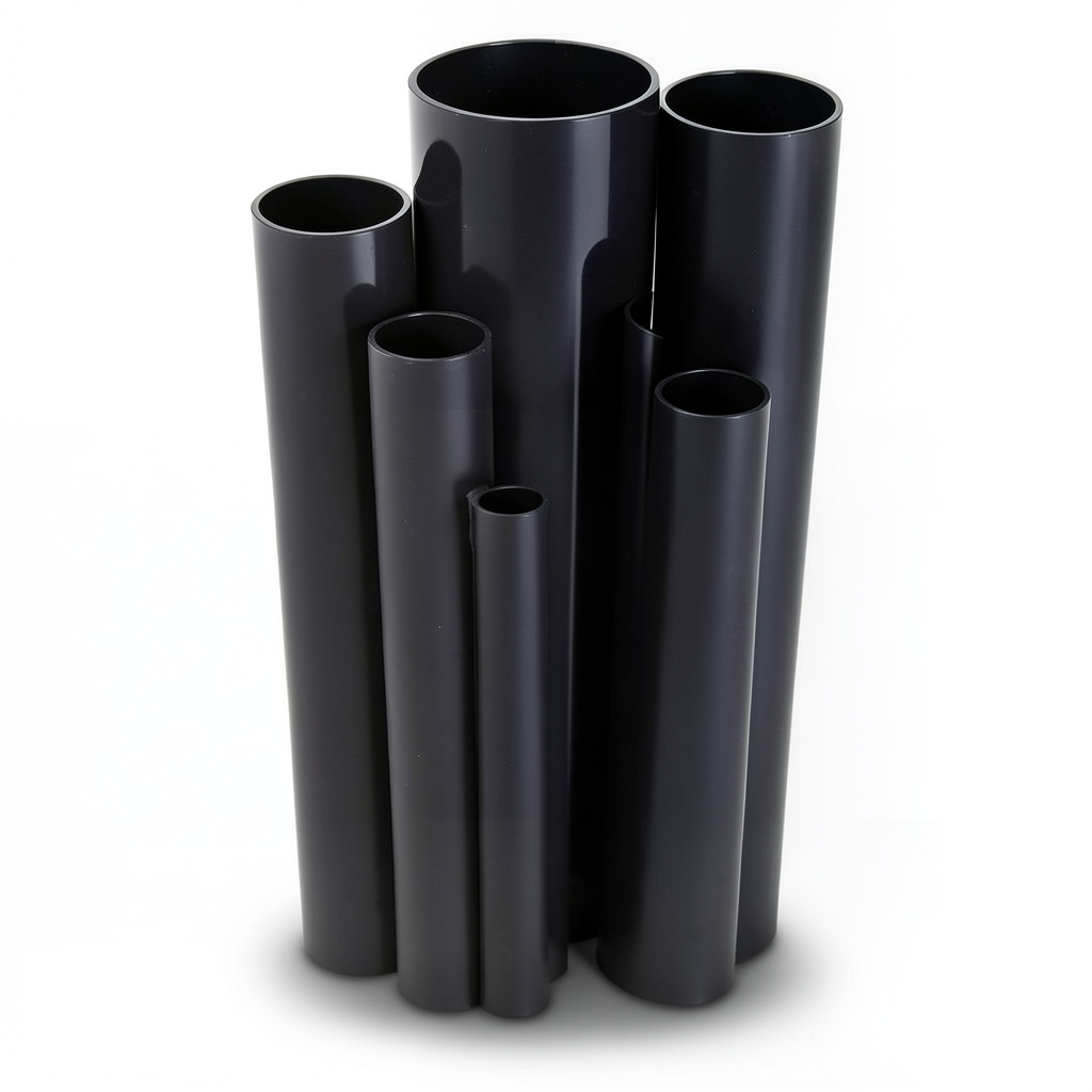 مواسير UPVC ضغط 15 بار قطر خارجي 88.7 مم سمك 5.7 مم لون اسود