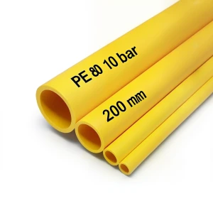 مواسير HDPE PE 80 ضغط 10 بار قطر 200 مم سمك 14.7 مم لون أصفر | نيبروبلاست