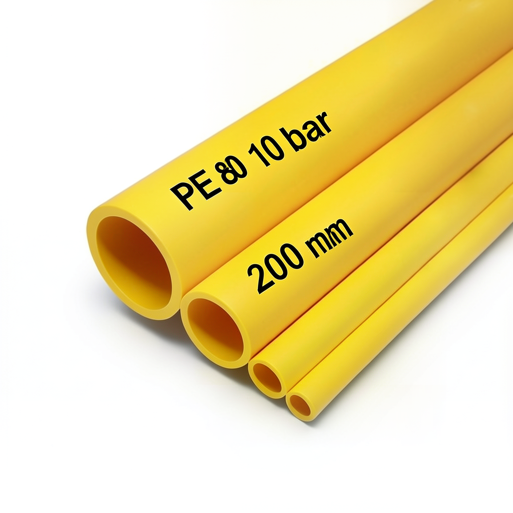 HDPE Pipes PE 80 Pressure 10 Bar Diameter 200 mm Thickness 14.7 mm Yellow | NEPROPLAST