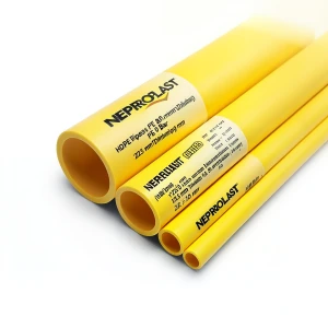 HDPE Pipes PE 80 10 Bar 225 mm Diameter 16.6 mm Thickness Yellow | NEPROPLAST