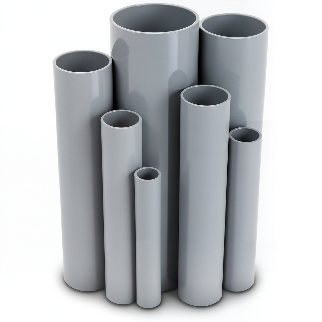 مواسير UPVC جدول 80 مقاس ½ 1 إنش سمك 5.08 مم لون رمادي