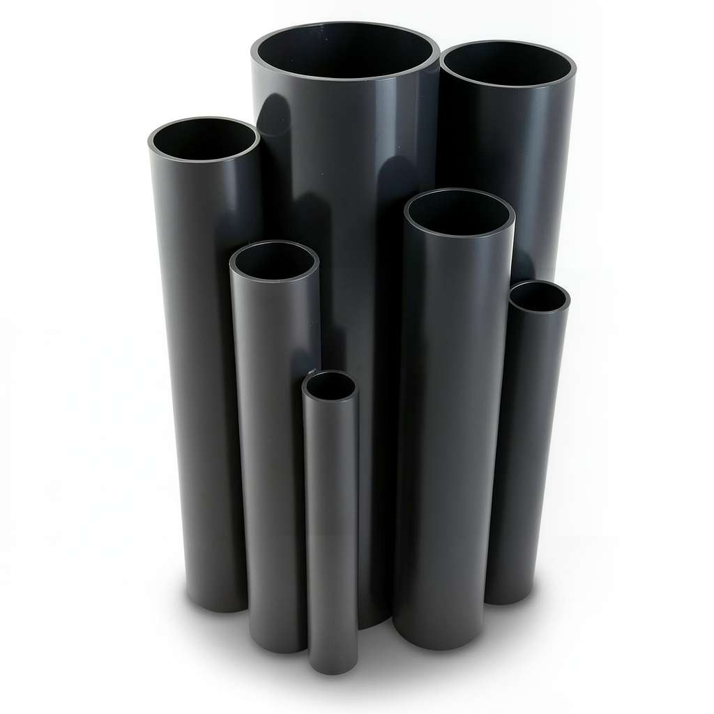 مواسير UPVC ضغط 15 بار قطر خارجي 88.7 مم سمك 5.7 مم لون اسود