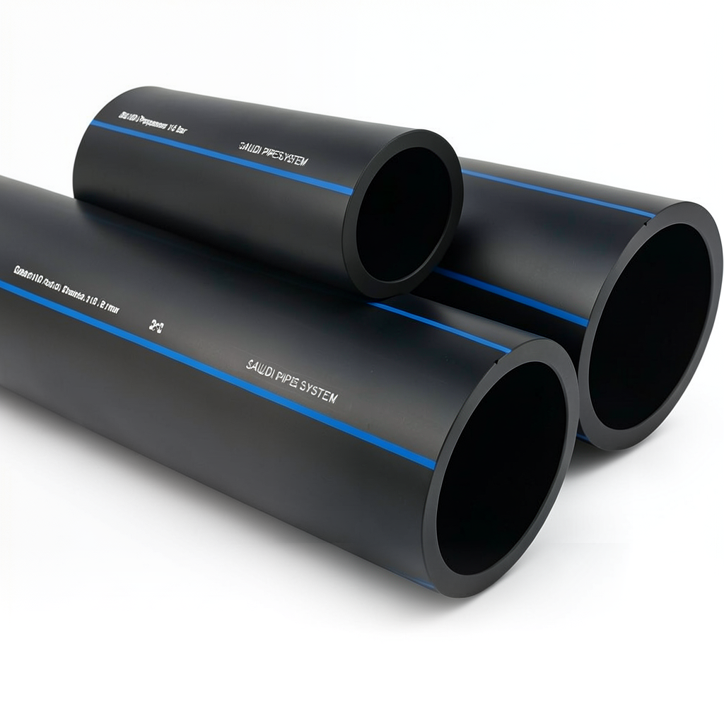 أنابيب HDPE SPS PE 100 ضغط 16 بار قطر خارجي 63 مم سمك 5.8 مم لون أسود | مصنع أنظمة الانابيب السعودي (SPS)