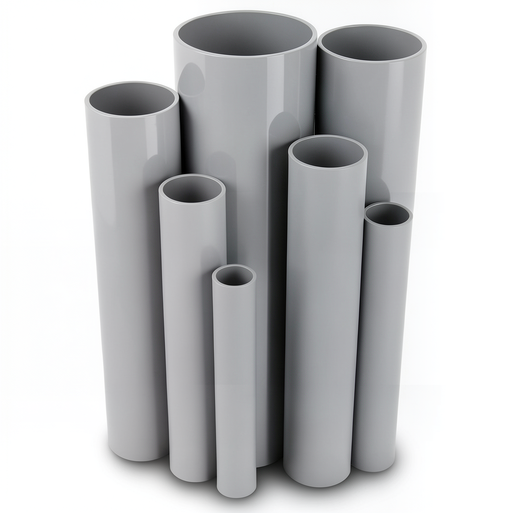 مواسير UPVC جدول 80 مقاس ½ 2 إنش سمك 7.01 مم لون رمادي