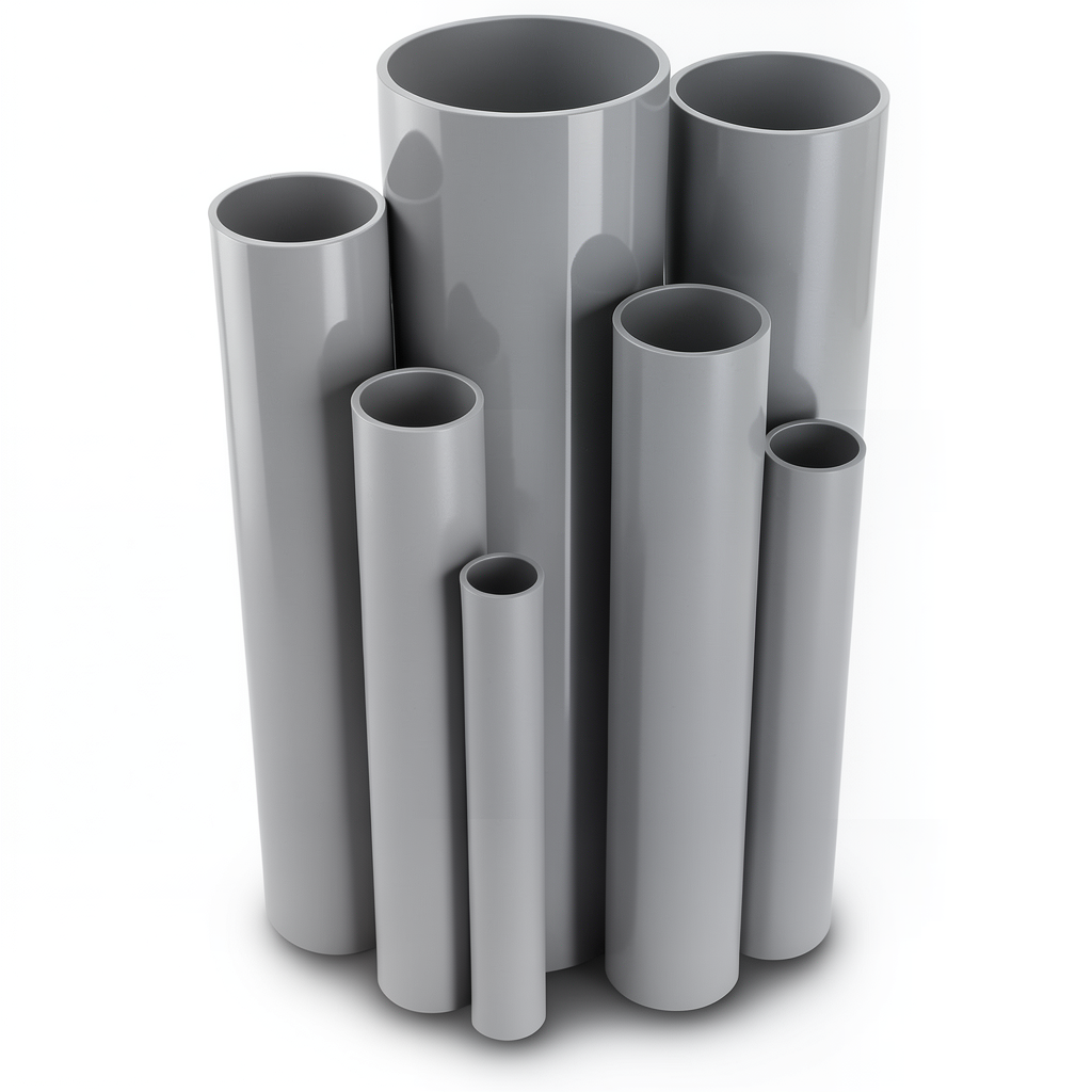 مواسير UPVC جدول 80 مقاس 1 إنش سمك 4.55 مم لون رمادي