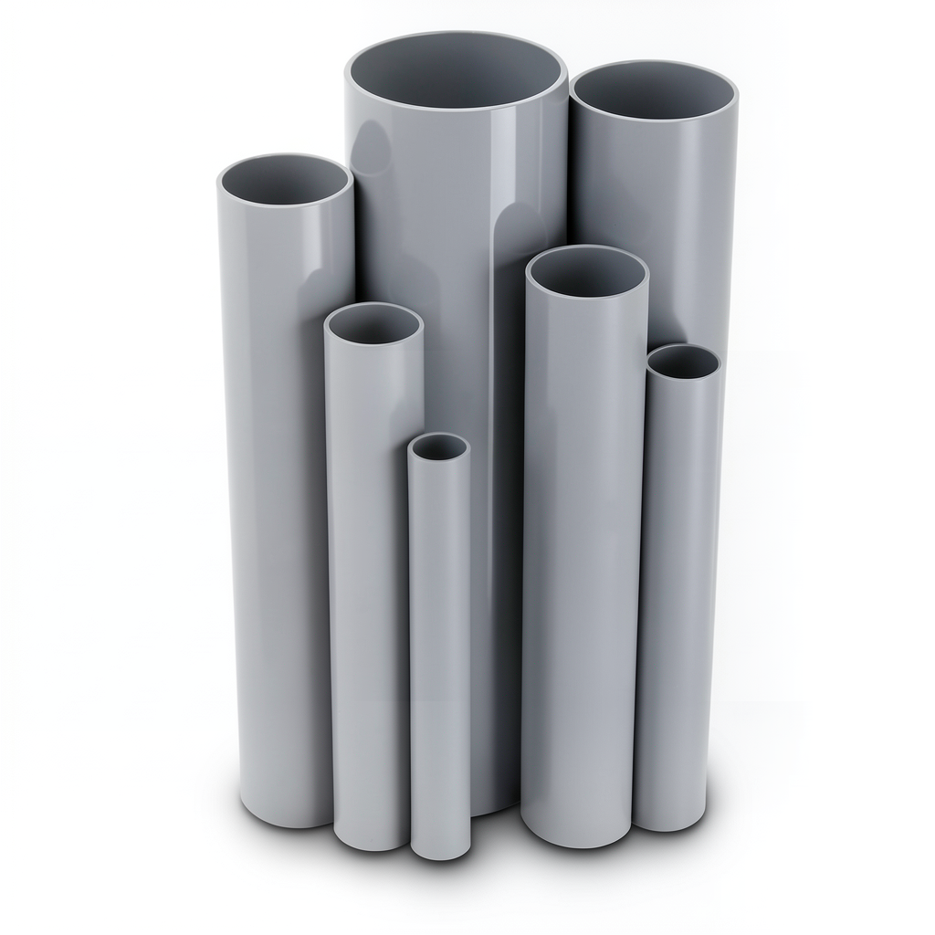 مواسير UPVC جدول 80 مقاس ½ 1 إنش سمك 5.08 مم لون رمادي