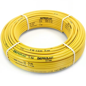 أنابيب HDPE PE 80 ضغط 6 بار قطر خارجي 75 مم سمك 3.5 مم لون أصفر | نيبروبلاست