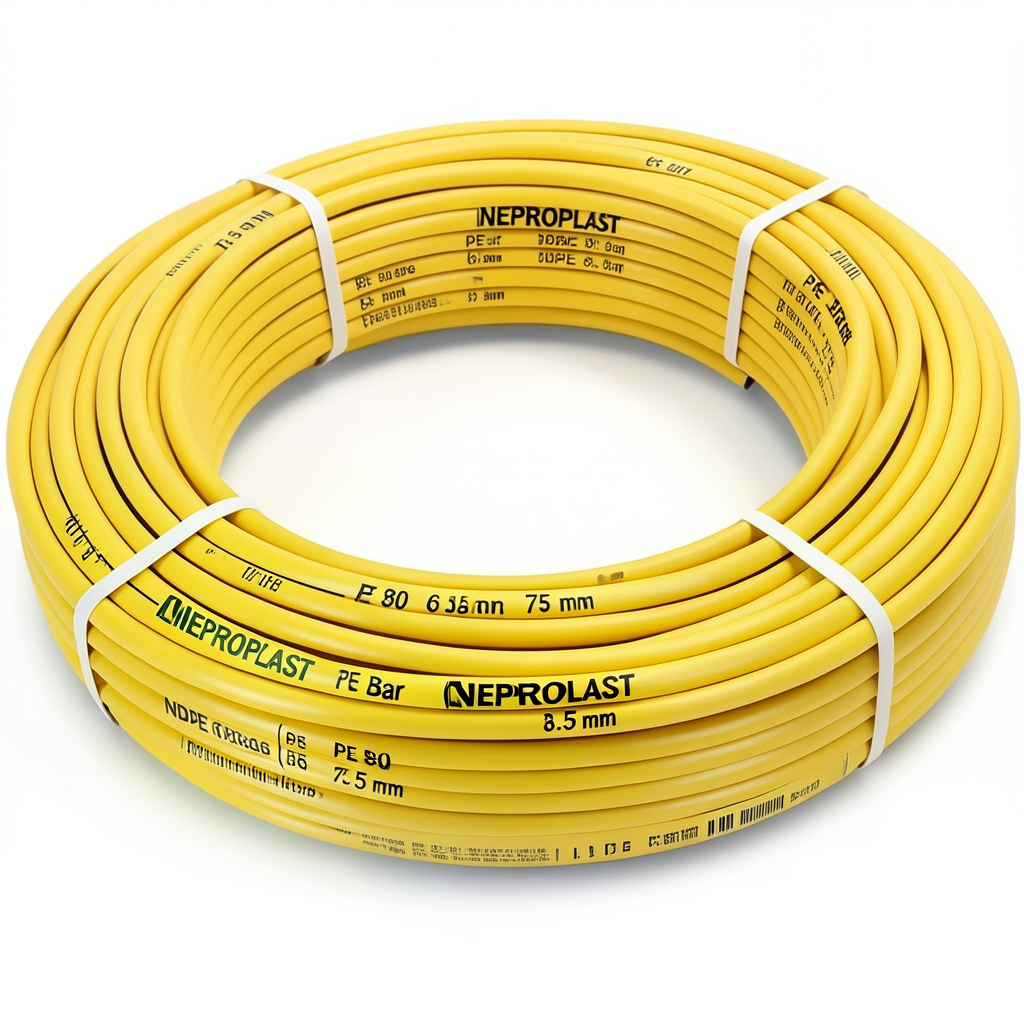 HDPE Pipes PE 80 Pressure 6 Bar Outside Diameter 75 mm Thickness 3.5 mm Yellow | NEPROPLAST
