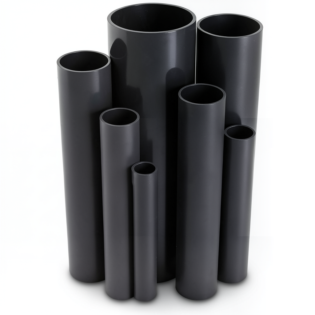 مواسير UPVC ضغط 15 بار قطر خارجي 75.3 مم سمك 5.5 مم لون اسود