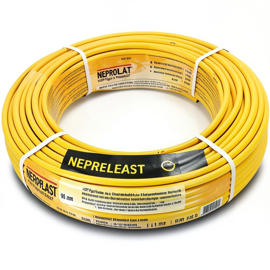 أنابيب HDPE PE 80 ضغط 6 بار قطر خارجي 90 مم سمك 4.1 مم لون أصفر | نيبروبلاست