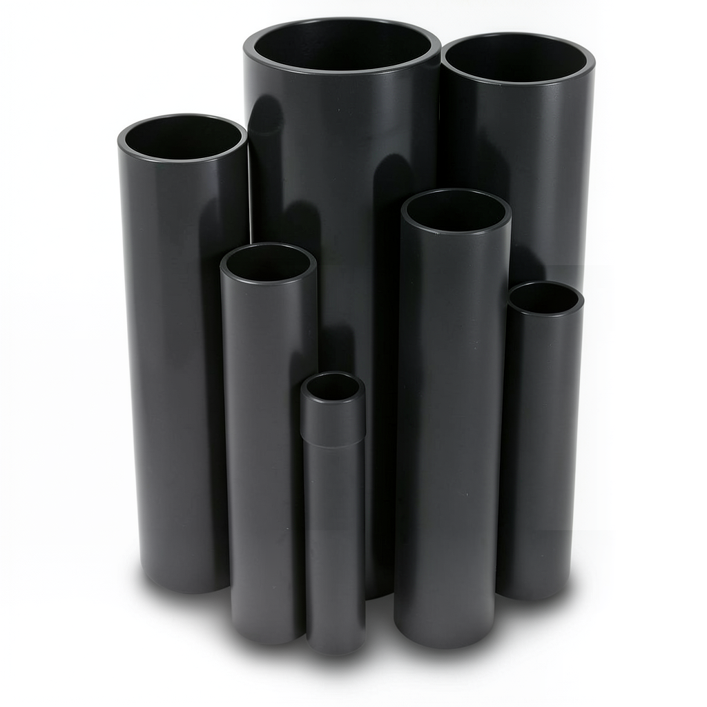 مواسير UPVC ضغط 15 بار قطر خارجي 89.1 مم سمك 6.6 مم لون اسود