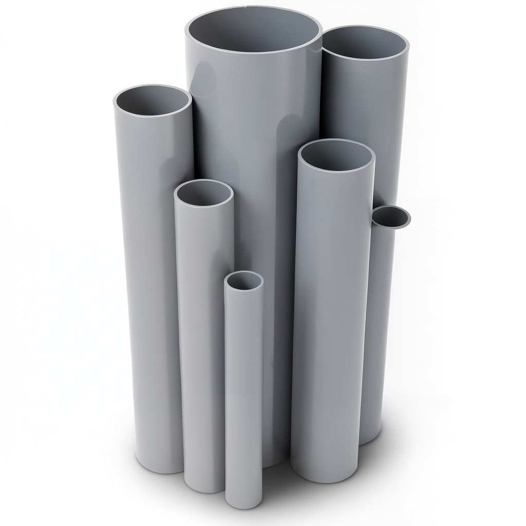 UPVC Pipes Nominal Pressure 6 Bar Outside Diameter 114.5 mm Thickness 4 mm Gray