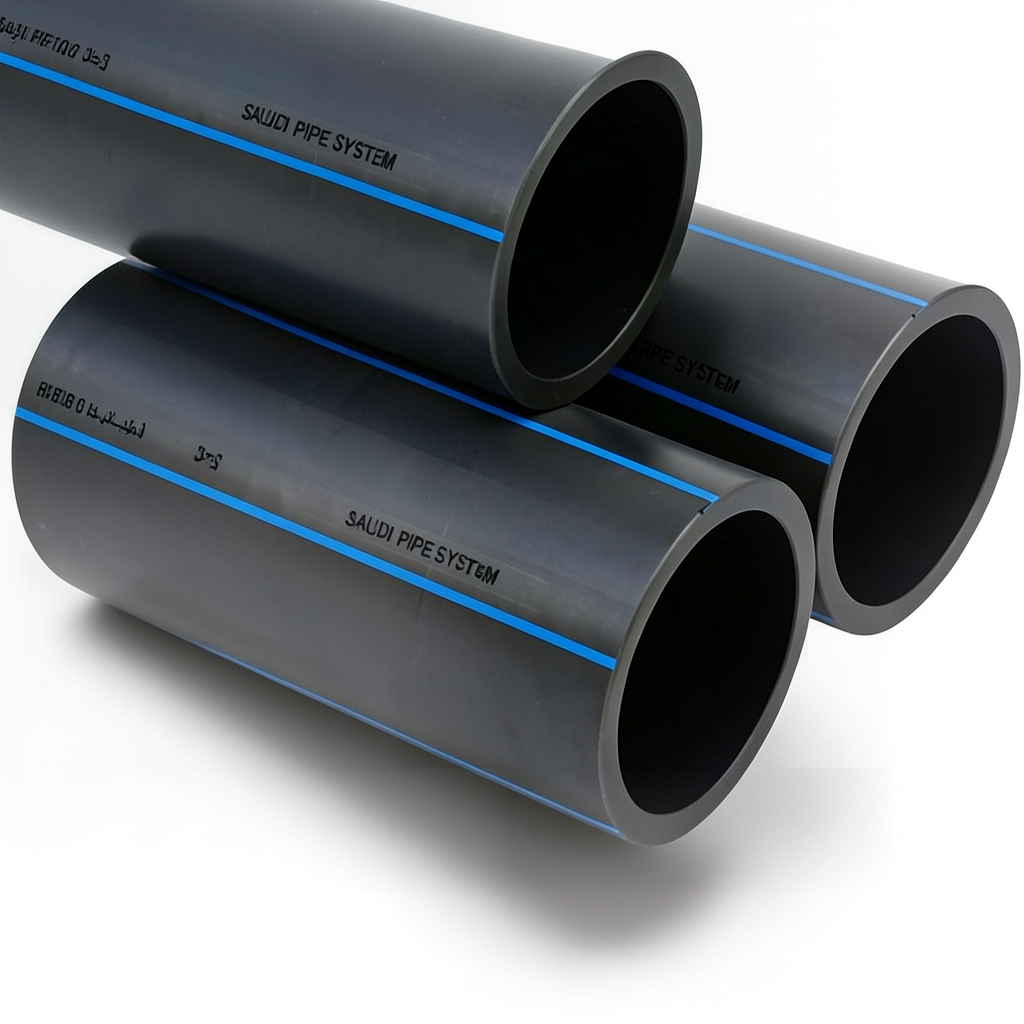 أنابيب HDPE SPS PE 100 ضغط 16 بار قطر خارجي 63 مم سمك 5.8 مم لون أسود | مصنع أنظمة الانابيب السعودي (SPS)