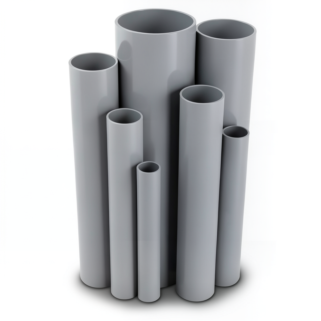 مواسير UPVC جدول 80 مقاس ½ 2 إنش سمك 7.01 مم لون رمادي