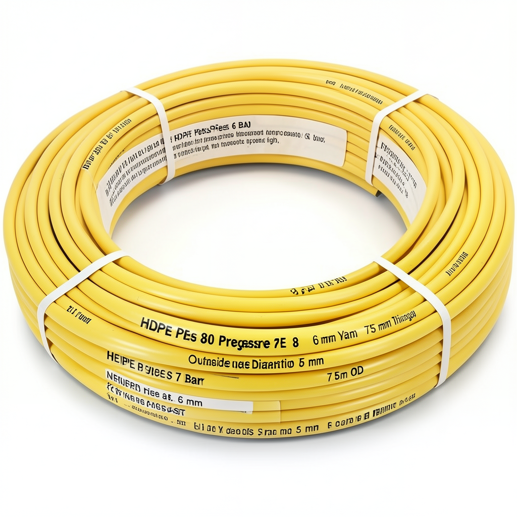 HDPE Pipes PE 80 Pressure 6 Bar Outside Diameter 75 mm Thickness 3.5 mm Yellow | NEPROPLAST