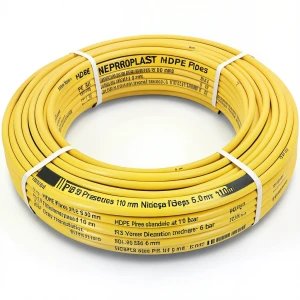 أنابيب HDPE PE 80 ضغط 6 بار قطر خارجي 110 مم سمك 5.0 مم لون أصفر | نيبروبلاست