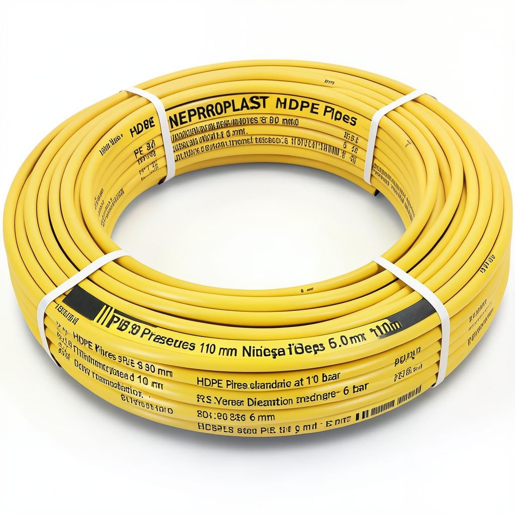 HDPE Pipes PE 80 Pressure 6 Bar Outside Diameter 110 mm Thickness 5.0 mm Yellow | NEPROPLAST