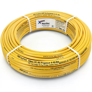 أنابيب HDPE نيبروبلاست PE 80 ضغط 6 بار قطر خارجي 125 مم سمك 5.7 مم لون أصفر | نيبروبلاست