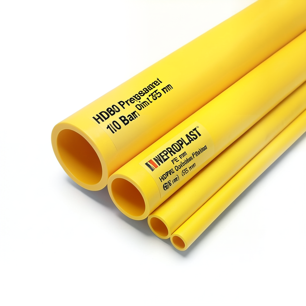 HDPE Pipes PE 80 Pressure 10 Bar Outside Diameter 355 mm Thickness 26.1 mm Yellow | NEPROPLAST