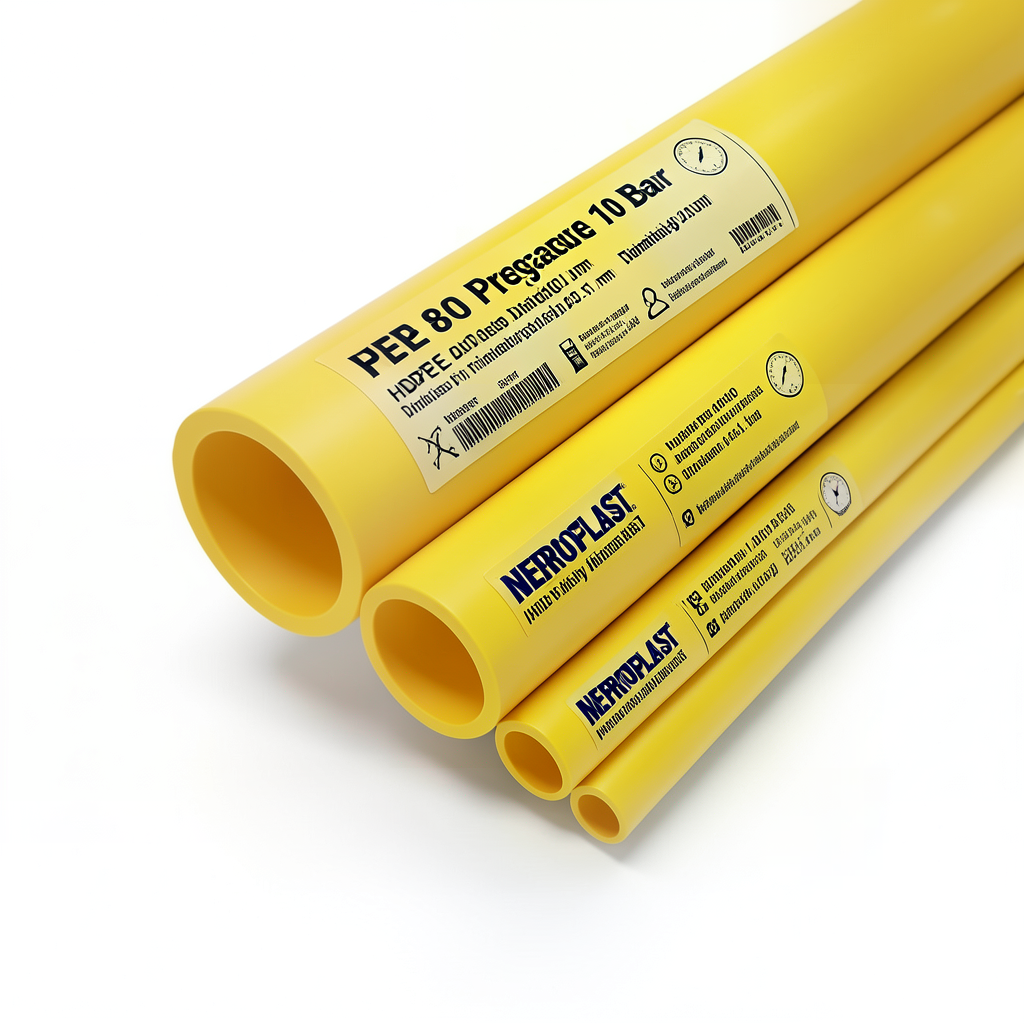 HDPE Pipes PE 80 Pressure 10 Bar Diameter 400 mm Thickness 29.4 mm Yellow | NEPROPLAST