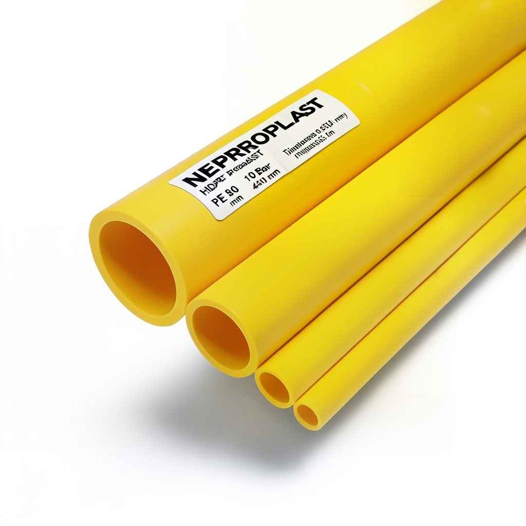 مواسير HDPE PE 80 ضغط 10 بار قطر 450 مم سمك 33.1 مم لون أصفر | نيبروبلاست