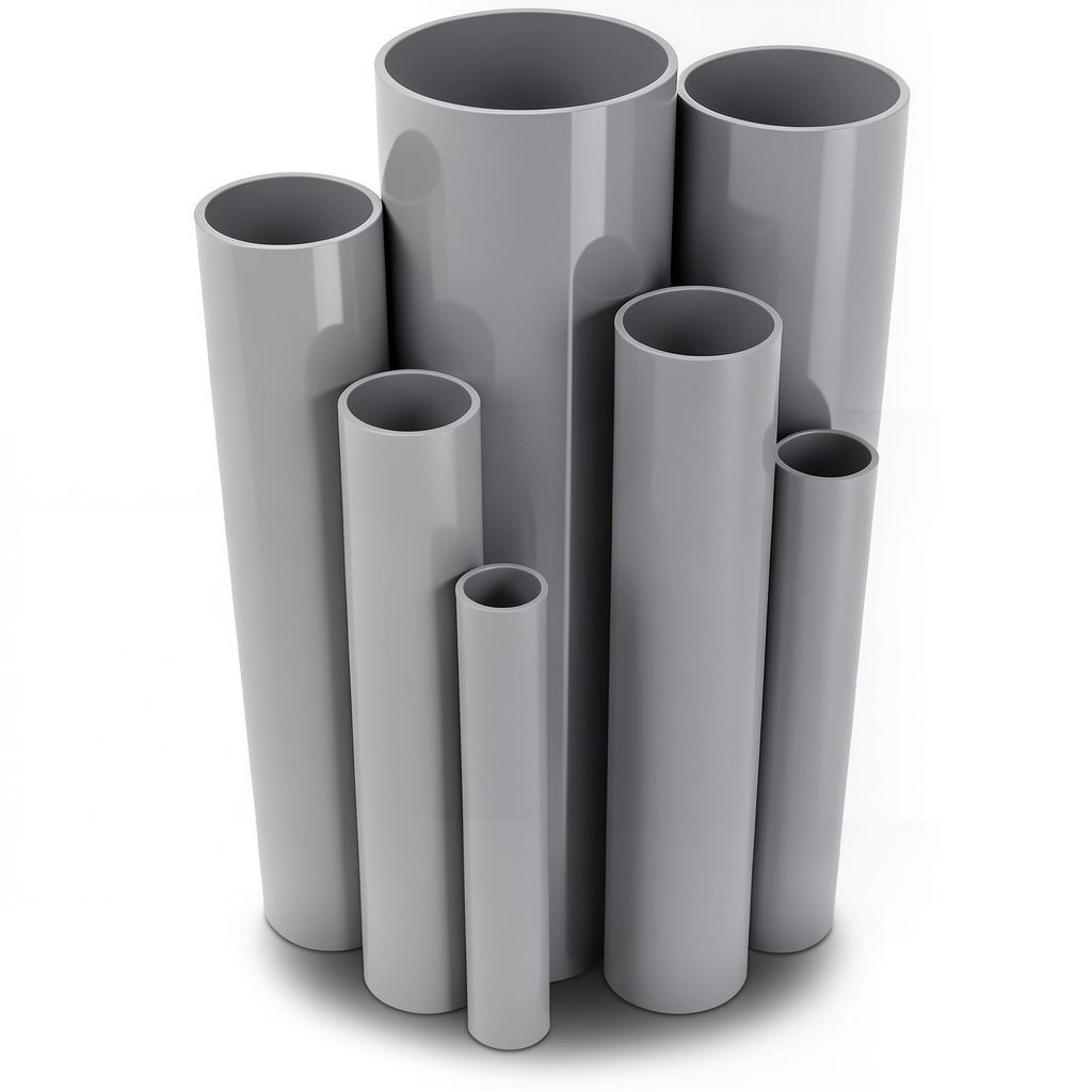 مواسير UPVC جدول 80 مقاس 8 إنش سمك 10.97 مم لون رمادي