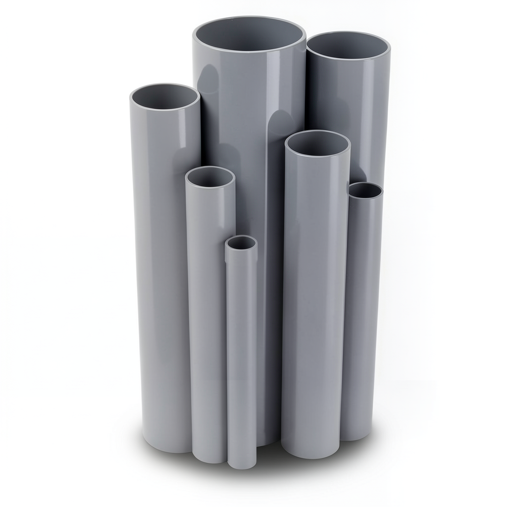 UPVC Pipes 6 Bar Pressure 140 mm Diameter 3.8 mm Thickness Gray