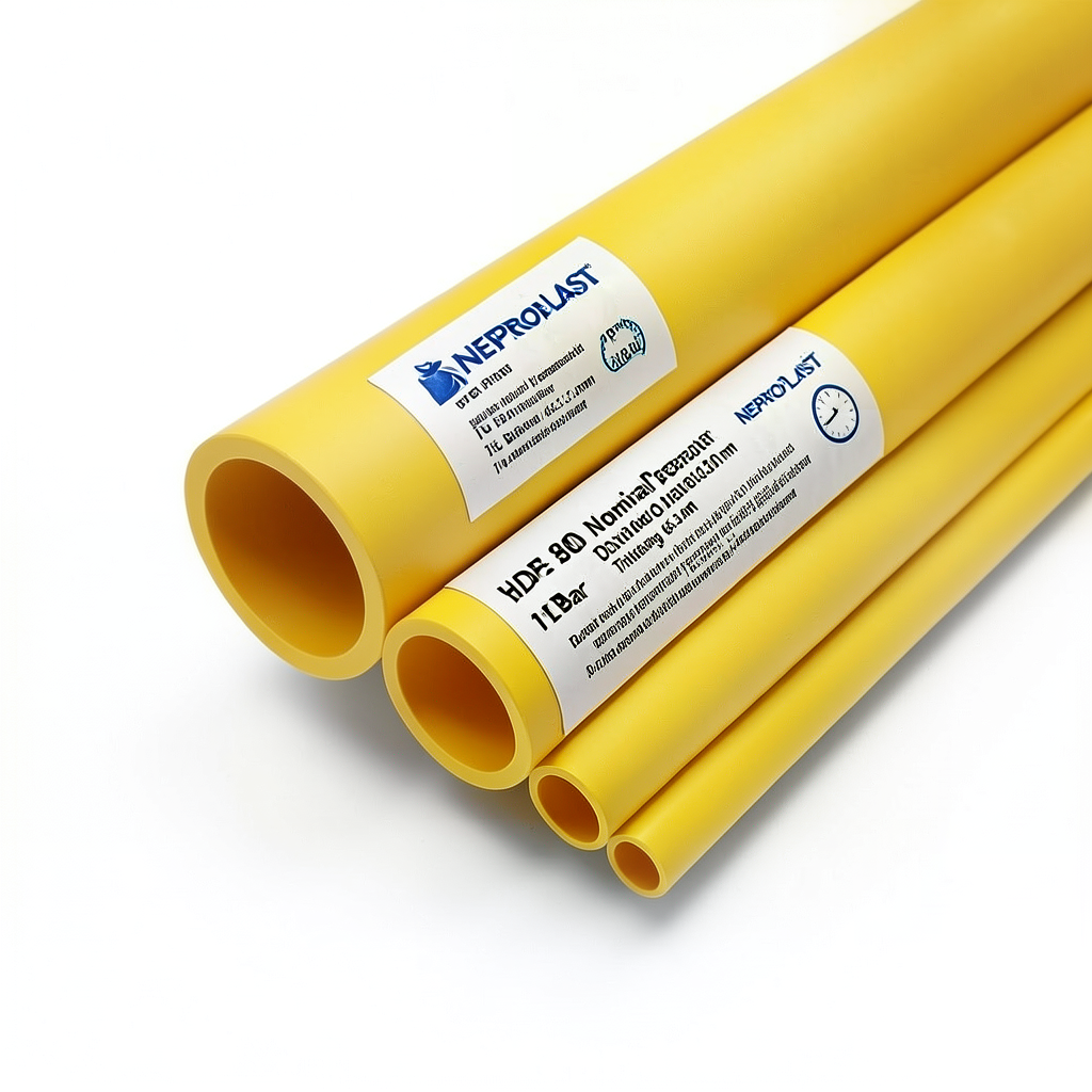 HDPE Pipes PE 80 Nominal Pressure 10 Bar Outside Diameter 630 mm Thickness 46.3 mm Yellow | NEPROPLAST