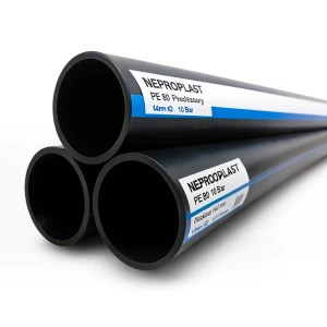 HDPE Pipes PE 80 Nominal Pressure 10 Bar Outside Diameter 140 mm Thickness 10.3 mm Black | NEPROPLAST