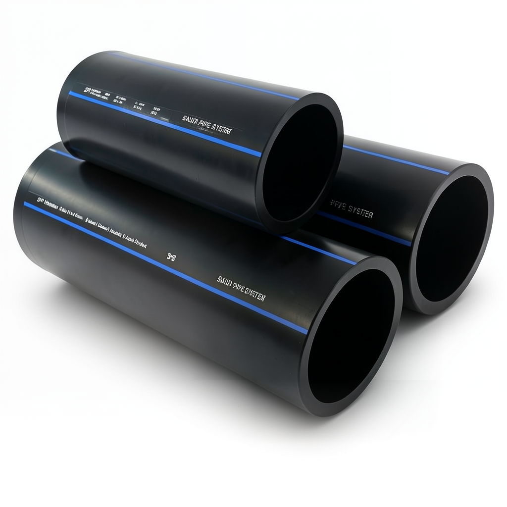 أنابيب HDPE SPS PE 100 ضغط 10 بار قطر خارجي 75 مم سمك 4.5 مم أسود | مصنع أنظمة الانابيب السعودي (SPS)