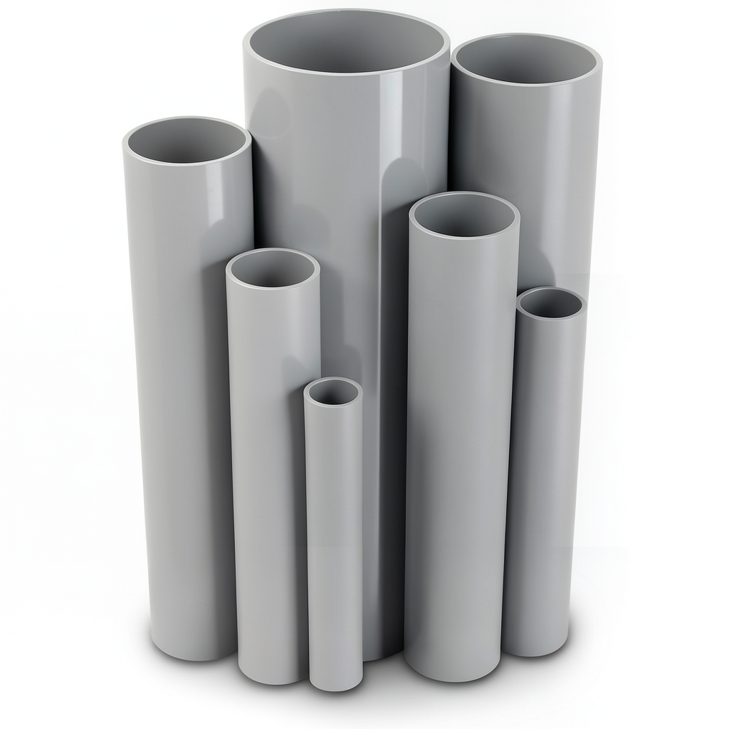 UPVC Pipes Nominal Pressure 15 Bar Outside Diameter 140 mm Thickness 9 mm Gray