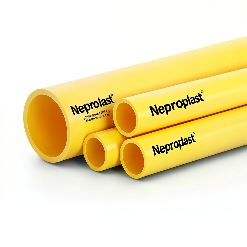 Neproplast HDPE Pipes PE 80 Pressure 6 Bar Outside Diameter 140 mm Thickness 6.4 mm Yellow | NEPROPLAST