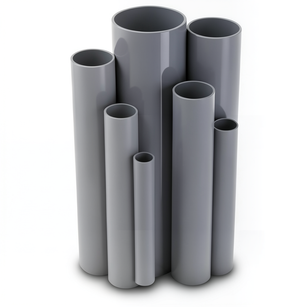 مواسير UPVC ضغط 12 بار قطر خارجي 140 مم سمك 7.3 مم لون رمادي