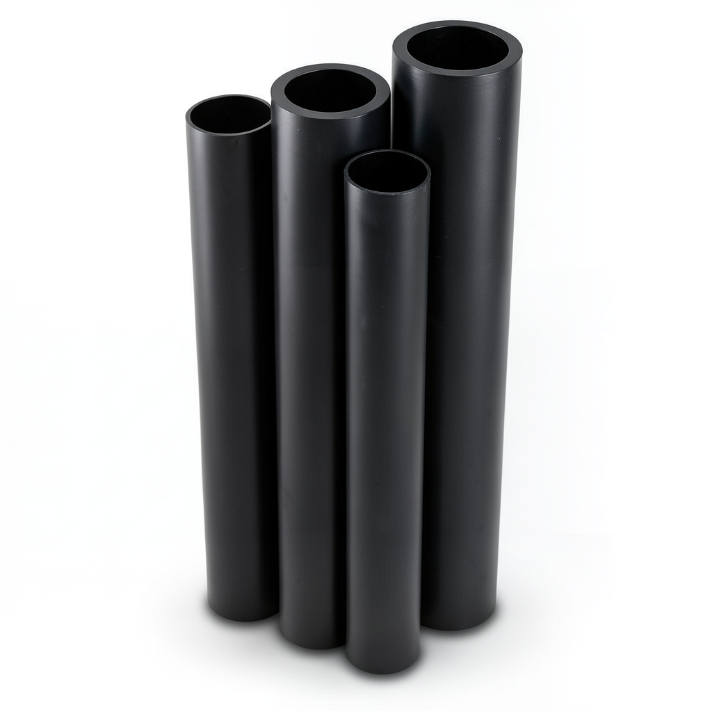 أنابيب HDPE PE 80 ضغط 10 بار قطر خارجي 225 مم سمك 16.6 مم لون أسود